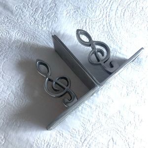 Treble Clef Book Ends Silver